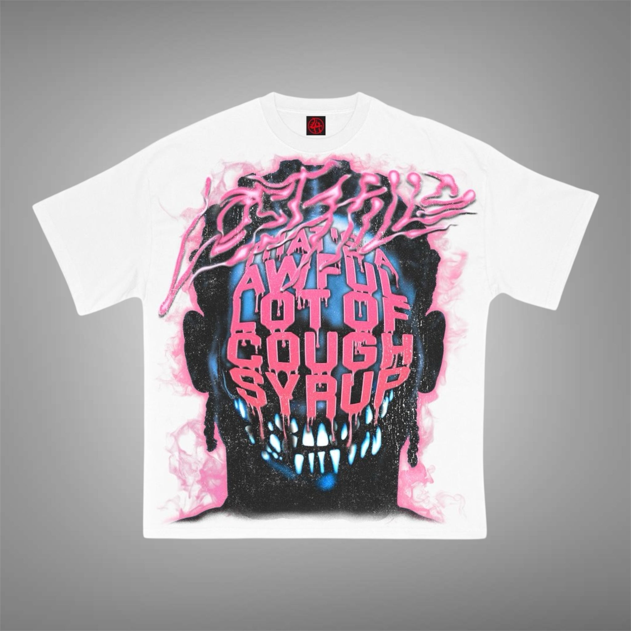 Losthill x cough syrup White Pink Tee – Relapse Clothing Stores