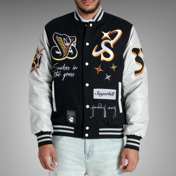 新品　SUGARHILL STADIUM JACKET Sugarhill SH23-Fall-12 Serpent Letterman Black Grey – Relapse
