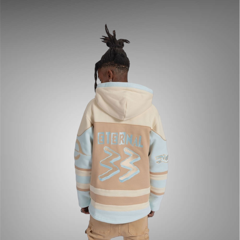 Sugarhill Pressure Hockey Hoodie Tan Baby Blue