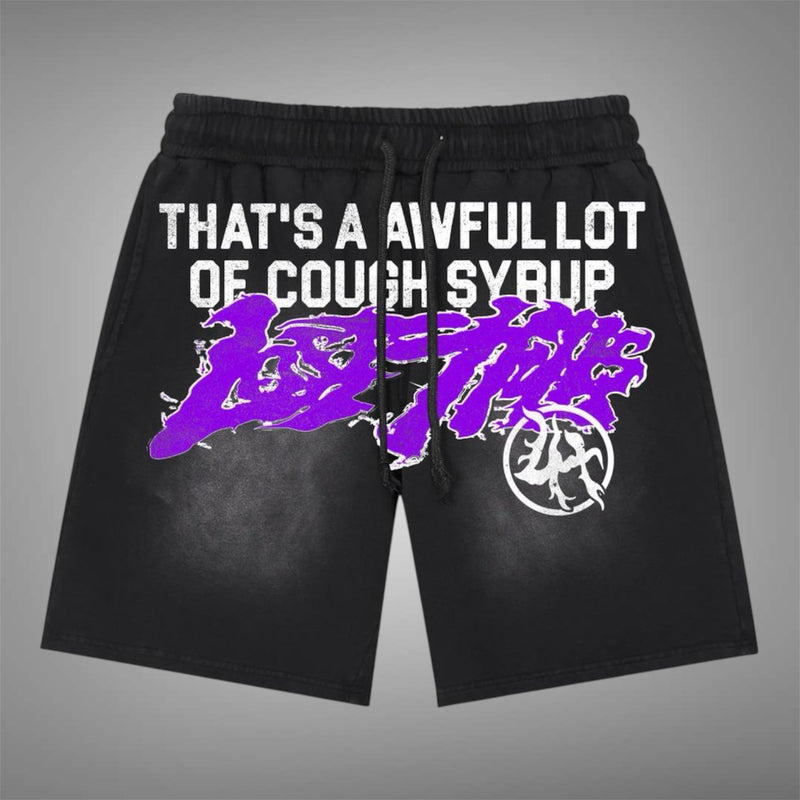Losthill x cough syrup Black Purple Shorts