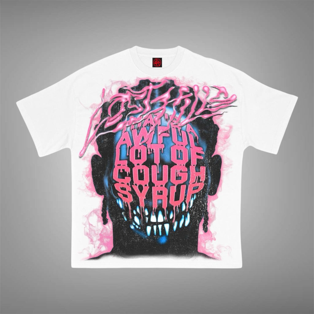 Losthill x cough syrup White Pink Tee – Relapse Clothing Stores