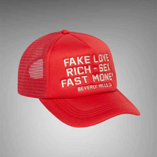 Homme Femme Fake Love Trucker Hat Red