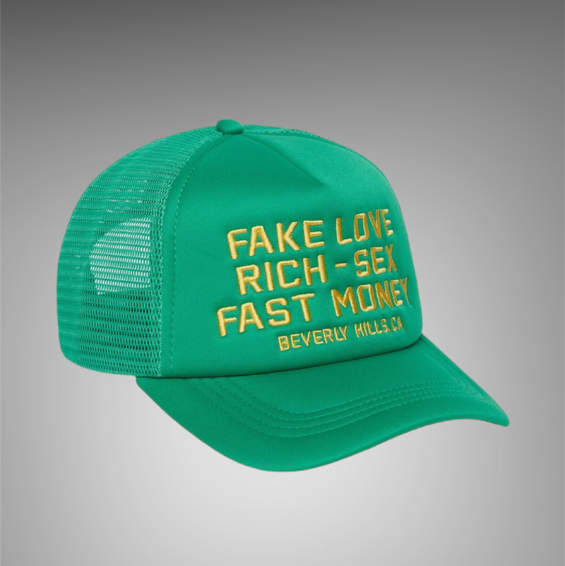 Homme Femme Fake Love Trucker Hat Green