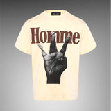 Twisted Fingers Tee Cream with Brown and Yellow