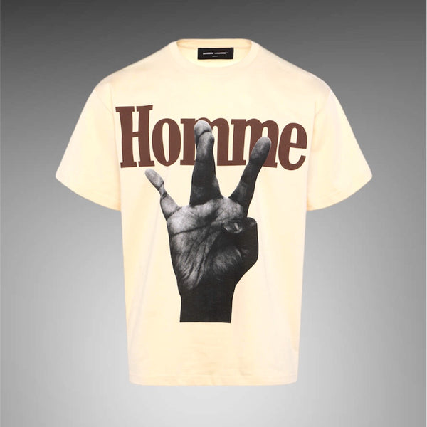 Twisted Fingers Tee Cream with Brown and Yellow