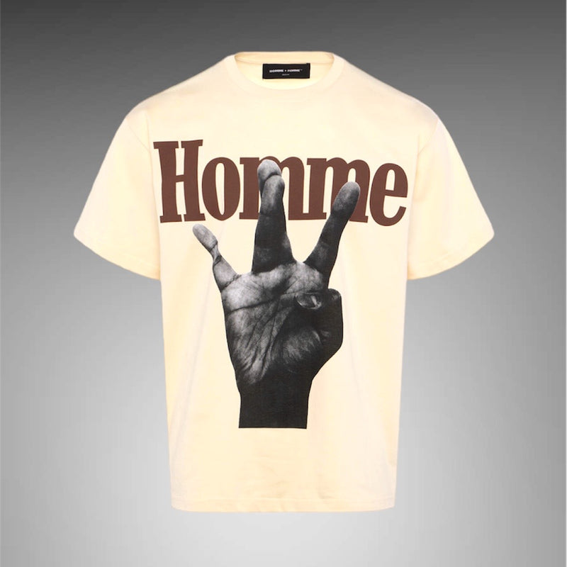 Twisted Fingers Tee Cream with Brown and Yellow