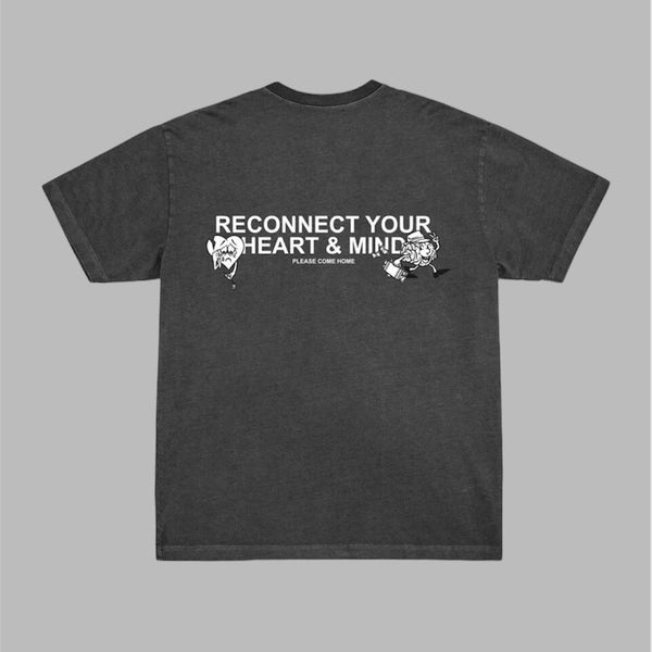 Please Come Home Reconnect Slogan Graphic Tee Vintage Black
