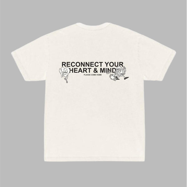 Please Come Home Reconnect Slogan Graphic Tee Off White