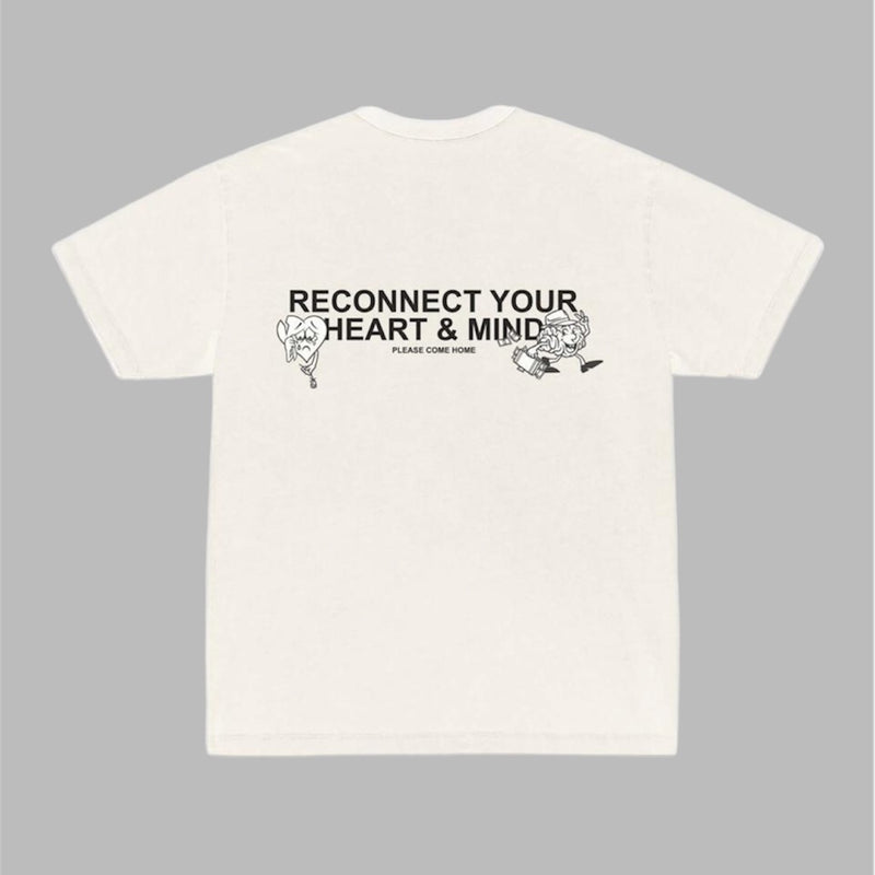 Please Come Home Reconnect Slogan Graphic Tee Off White