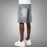 Guapi Aqua Blue Embellished Denim Shorts Blue