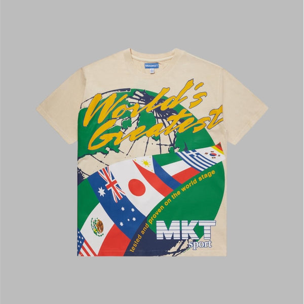 Market expedition T-shirt q4 6oz with graphic screenprint Ecru