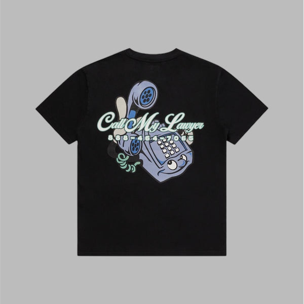 Market fear my lawyer t-Shirt q4 6oz with graphic screenprint Black