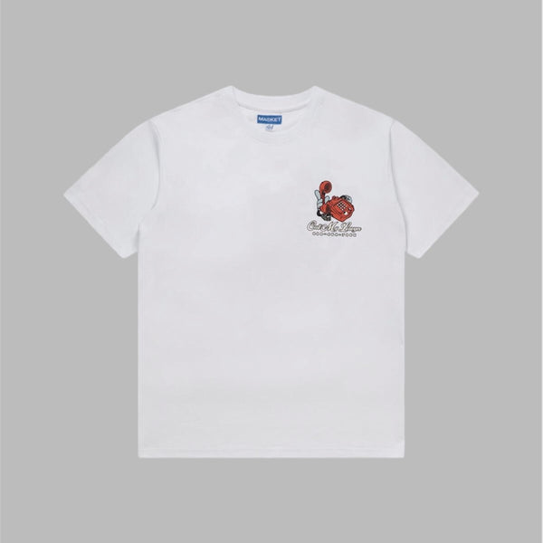 Market fear my lawyer t-Shirt q4 6oz with graphic screenprint White