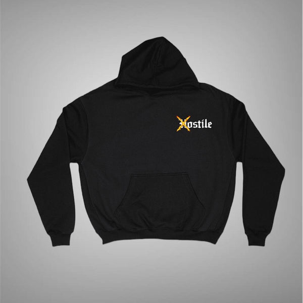 XHostile flame hoodie Black orange