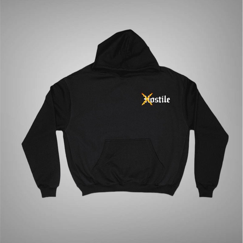 XHostile flame hoodie Black orange