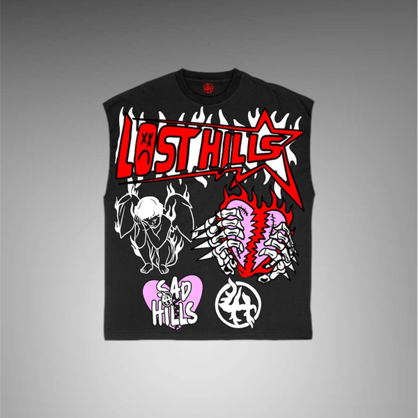 LostHills Cut Sleeves Black Red