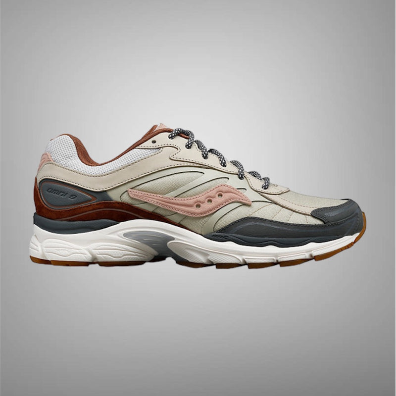 Saucony Mens Progrid OMNI 9 Tan Grey Pink
